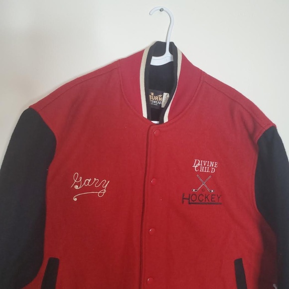 Vintage 1990s Hockey Varsity Letterman Jacket Divine Child Catholic High School - Picture 2 of 13